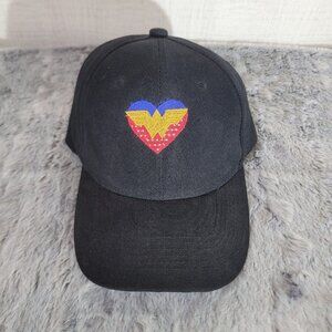 Wonder Woman Logo Hat Black Adjustable Baseball Cap DC Comics Embroidered